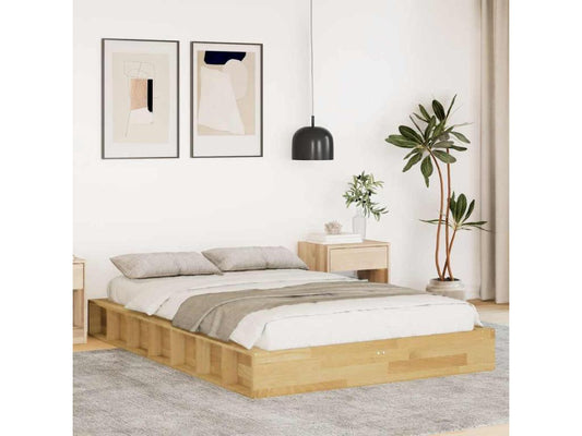 Cadre de lit sans matelas 120x190 cm bois massif de chêne