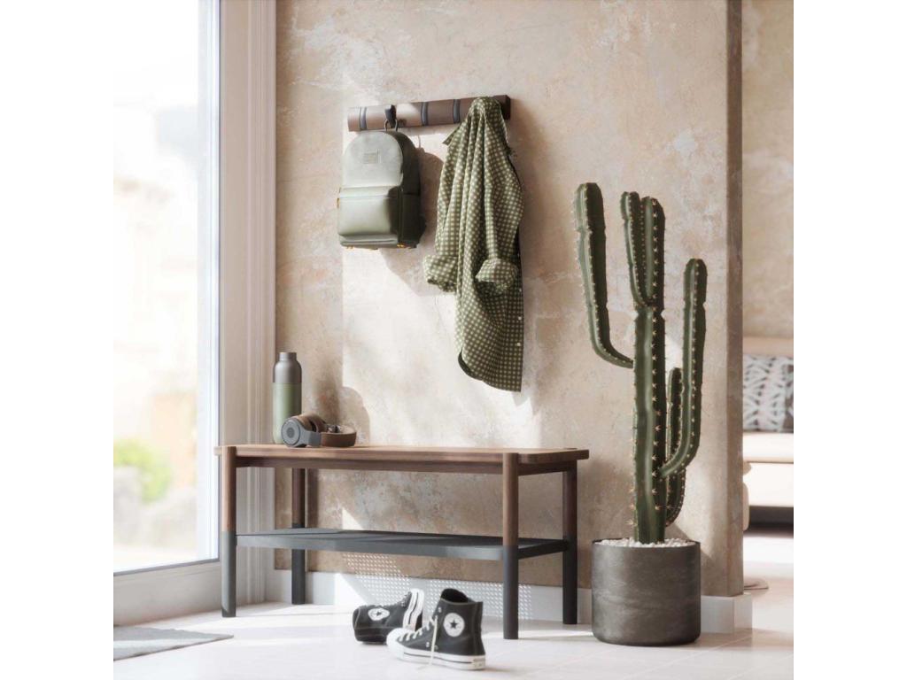 Meublori coat rack with 5 hooks, Chocolate/Dark