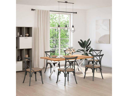 Table à manger marron clair bois de chêne massif rectangulaire XNSM78399