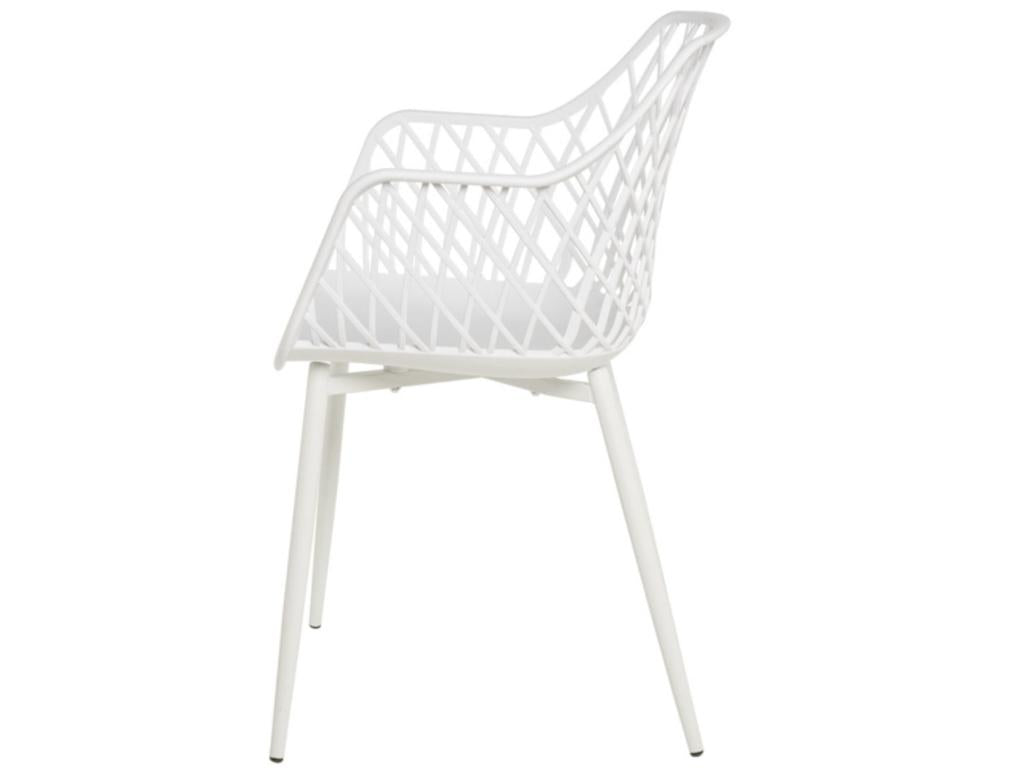 Chaise avec accoudoirs polypropylène Meublori-Couleur Blanc