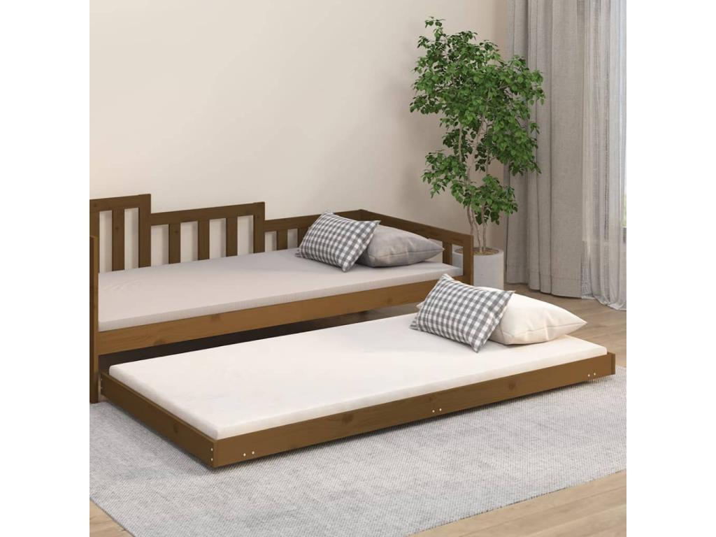 Cadre de lit sans matelas marron miel 100x200cm bois pin massif