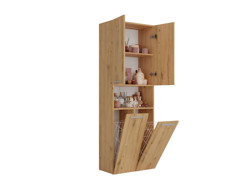 Laviecasa - Armoire de salle de bain avec 2 paniers à ligne - Rangement sdb - 174x60x30 - Meuble colonne FNCH00564