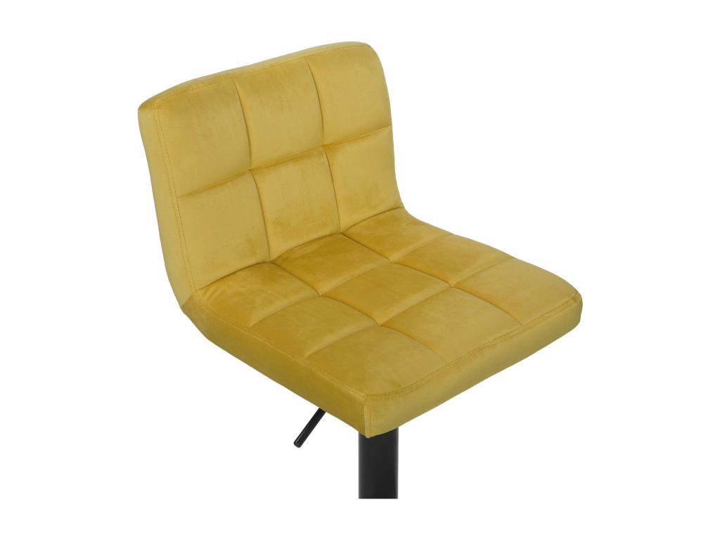 Lot de 2 Tabouret de bar - Velours / Métal noir mat - Jaune - Meublori