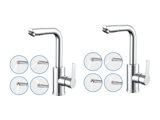 2pcs Meublori max Robinet Lavabo Chromé 360 Rotation Robinet Salle de Bain Eau Froide/Chaude Robinet Monocommande Mitigeur Lavabo Robinet Lavabo