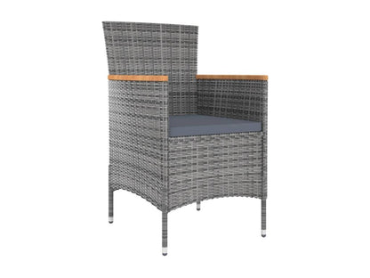 Mobilier à dîner de jardin 9 pièces et coussins Résine tressée Gris