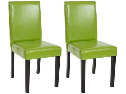 Lot de 2 chaises de séjour Meublori simili-cuir vert pieds foncés