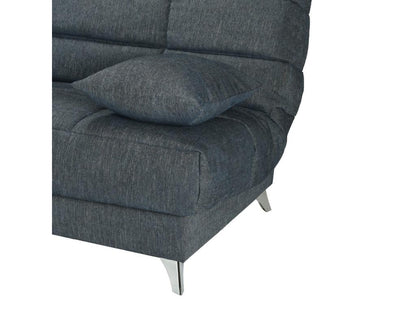 Banquette Meublori tissu 130x190 matelas Starflex 13cm avec rangement Malax-Couleur Bleu cyan