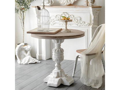 VICTORIA - Table ronde 3 places en bois recyclé blanc PPGQ37327