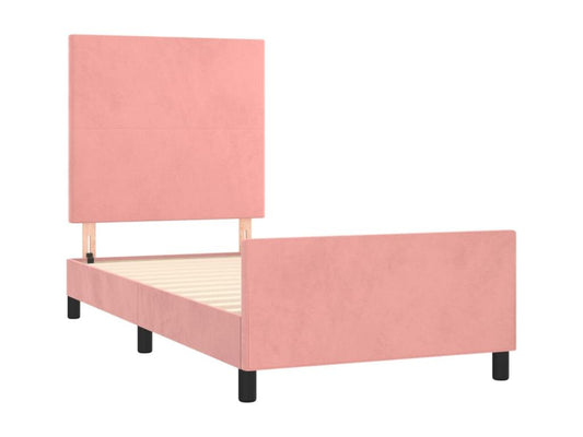 Cadre de lit sans matelas rose 100x200 cm velours