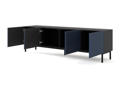 Table de téléMeublori 200x42x58 Noir / Bleu roi