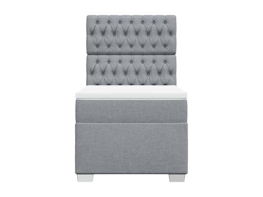 Sommier à Meublori de lit avec matelas Gris clair 100x200cm Tissu