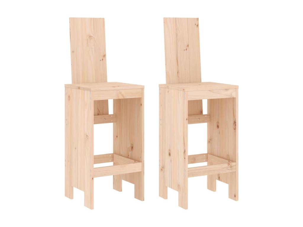 Tabourets de bar 2 pcs 40x42x120 bois massif de pin GPYB46930