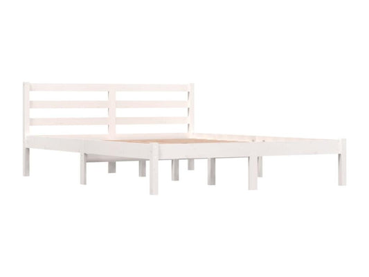Cadre de lit Bois massif de pin 140x190 cm Blanc
