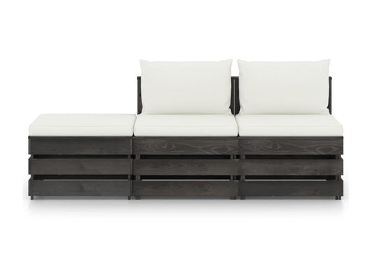 Salon de jardin 3 pcs avec coussins Bois imprégné de gris 13