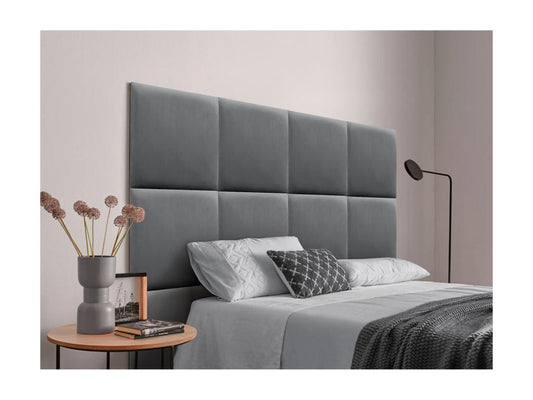 Meublori Tête delit Tapissée en velours de qualité Meubloriérieure composée de panneaux autocollants interchangeables pour chambre gris cendré 190 cm