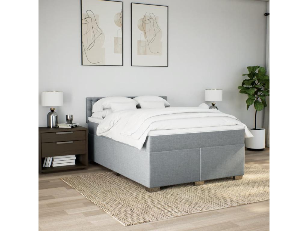 Sommier à Laviecasa de lit avec matelas Gris clair 140x200cm Tissu IZVC62872