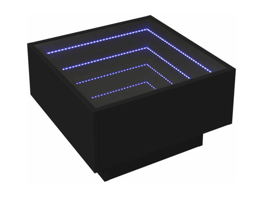 Table basse avec LED noir 50x50x30 cm bois d'ingénierie
