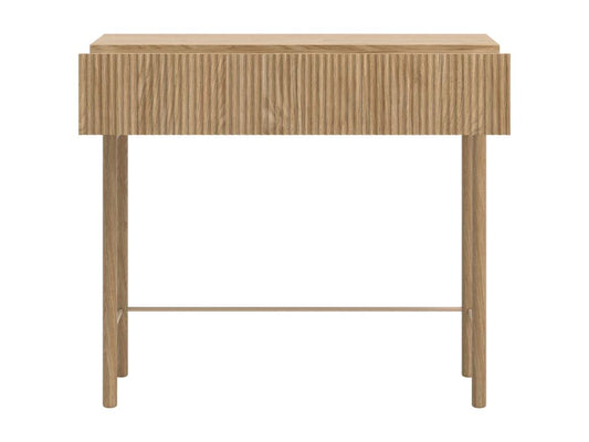 Table console avec tiroir - debout - 90 cm - couleur de bois chêne huilé - Meublori