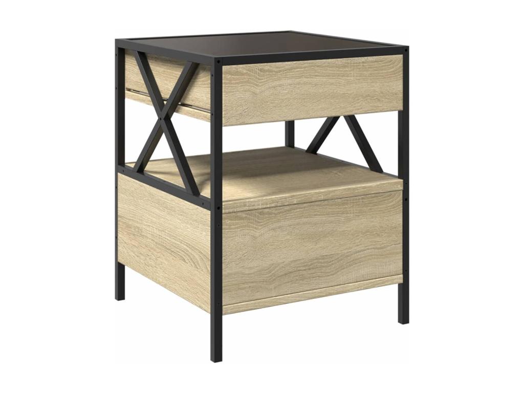 Table basse avec LED Meublori chêne Meublori 40x40x51 cm