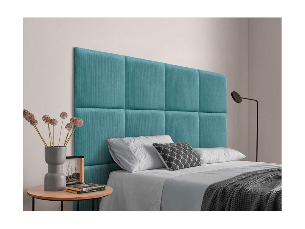 Meublori Tête de lit rembourrée en velours côtelé de qualité Meubloriérieure composée de panneaux autocollants interchangeables turquoise 200 cm