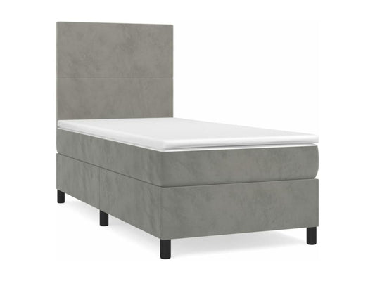 Lit à sommier tapissier et matelas Gris clair 90x200 cm Velours