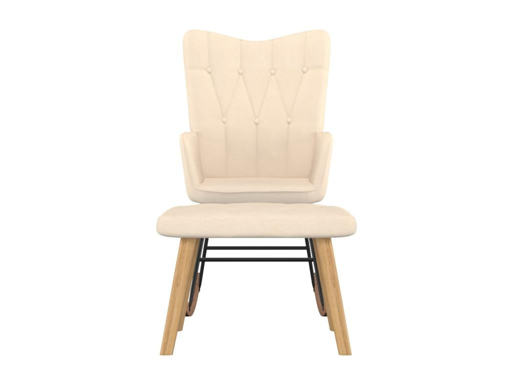 Chaise à bascule avec tabouret Crème Tissu