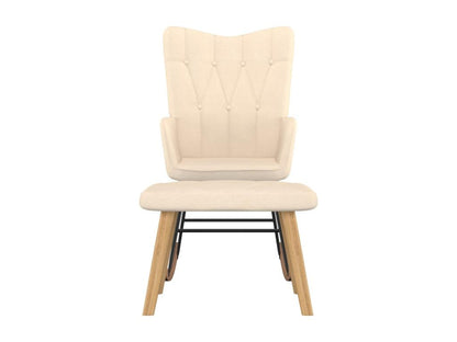 Chaise à bascule avec tabouret Crème Tissu