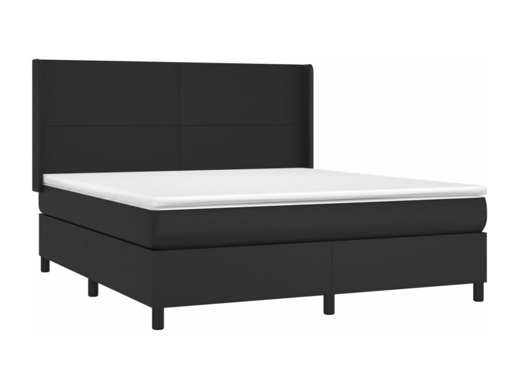 Sommier tapissier avec matelas et LED Noir 180x200cm Similicuir