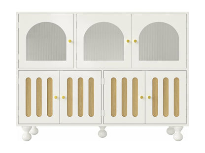 Buffet blanc élégant avec verre arc-en-ciel d120cm×h90cm