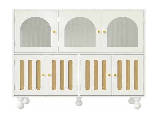 Buffet blanc élégant avec verre arc-en-ciel d120cm×h90cm