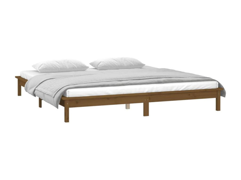 Cadre de lit à LED sans matelas 160x200 cm bois massif