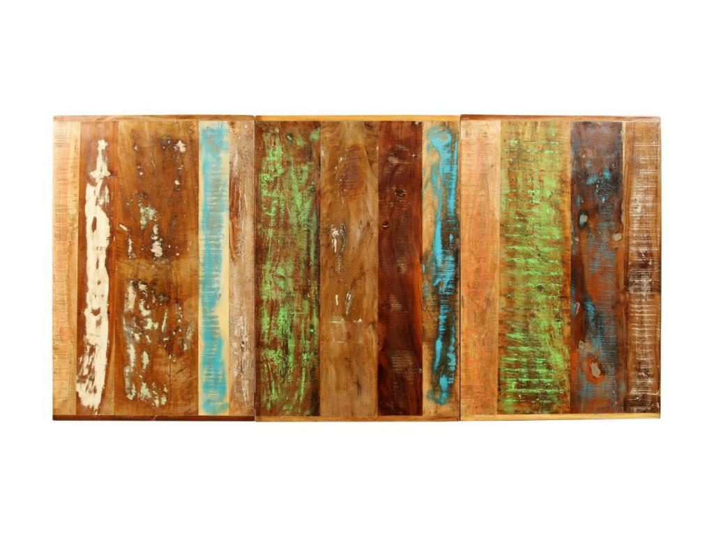 Table à manger bois reconditionné et pieds acier noir Unik 140cm