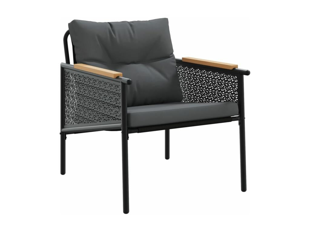 Ensemble de meubles de balcon 4 pièces avec coussins acier noir