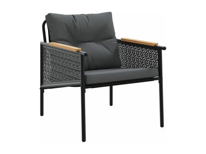 Ensemble de meubles de balcon 4 pièces avec coussins acier noir