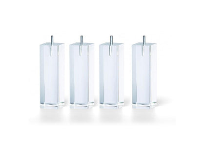 Meublori LITERIE - Jeu de pieds de lit carrés Plexiglas Hauteur 20 cm lot de 4