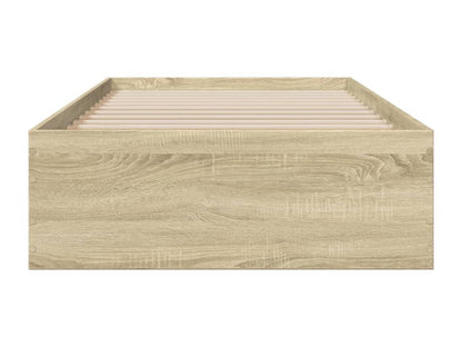 Cadre de lit et tiroirs chêne Meublori 90x190cm bois d'ingénierie
