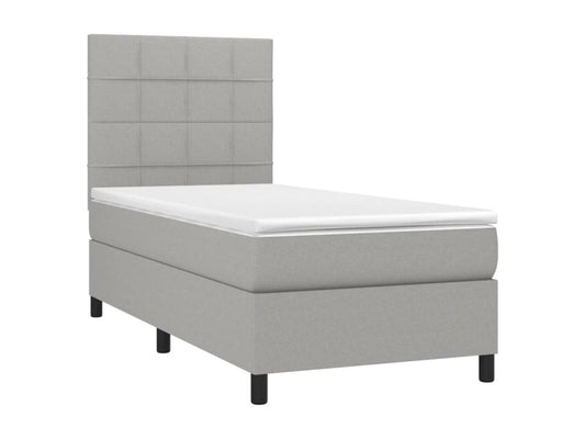 Sommier à Meublori de lit avec matelas et LED Gris clair 90x200cm