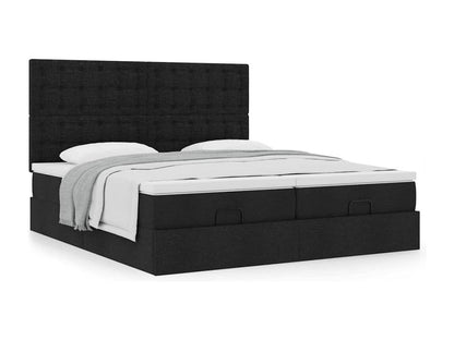 Cadre de lit ottoman avec matelas noir 200x200cm tissu