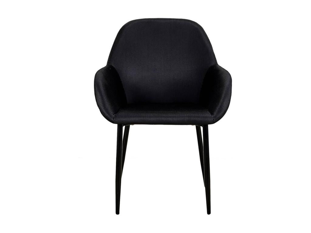 Meublori - Lot de 6 Fauteuils Velours Côtelé Noir