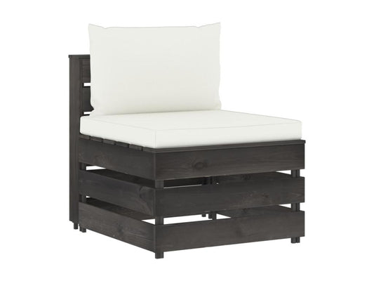 Salon de jardin 3 pcs avec coussins Bois imprégné de gris 13