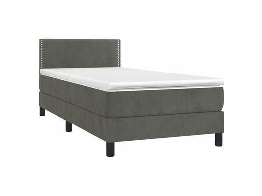 Sommier à Meublori de lit et matelas Gris foncé 90x200 Velours