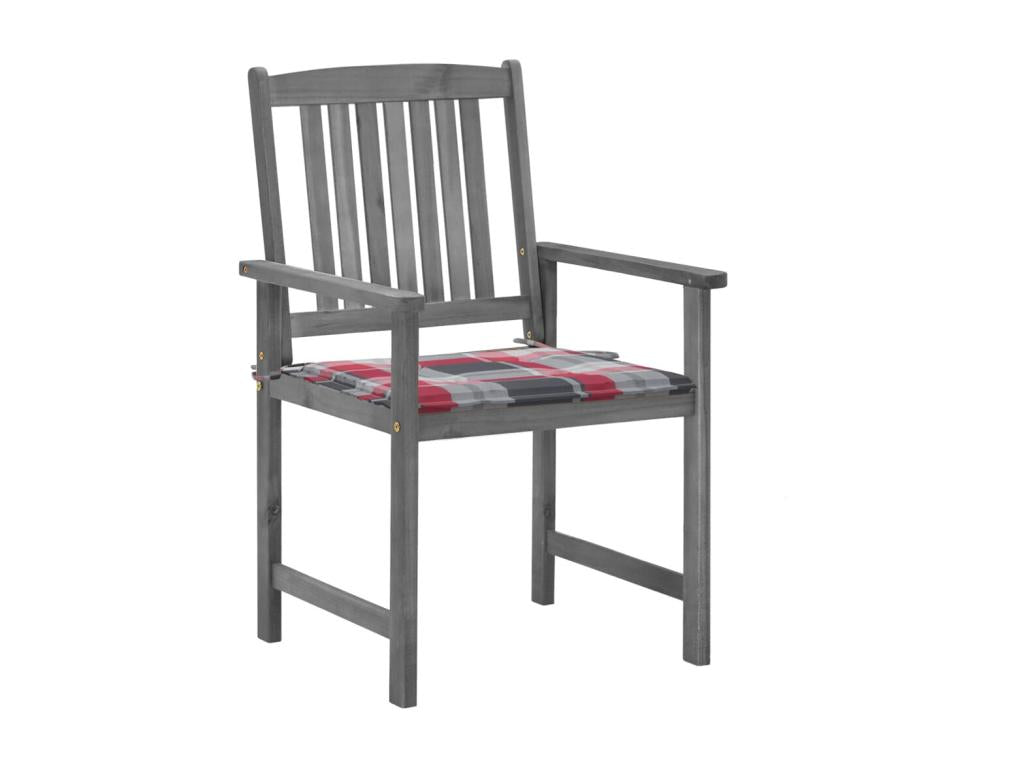 Chaises de jardin et coussins lot de 4 Gris Bois Meublori massif