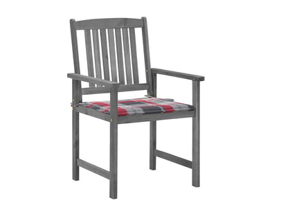 Chaises de jardin et coussins lot de 4 Gris Bois Meublori massif