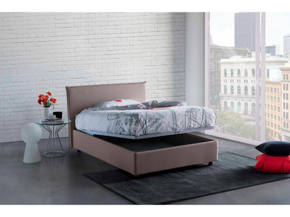 Lit double Meublori lit coffre avec revêtement en tissu Made in Italy ouverture frontale avec matelas 120x200 cm inclus gris tourterelle