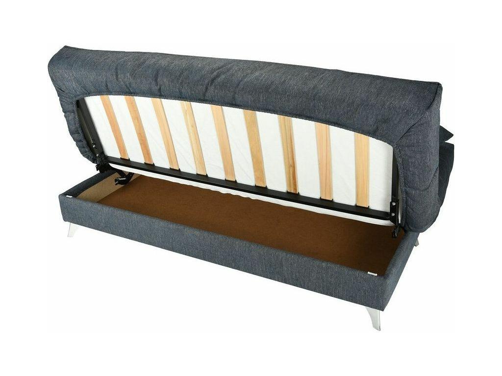 Banquette Meublori tissu 130x190 matelas Starflex 13cm avec rangement Malax-Couleur Bleu cyan