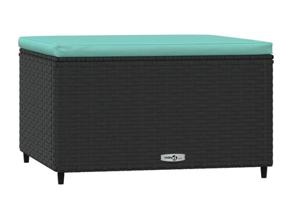 Repose-pieds de jardin avec coussins 2 pcs noir résine tressée