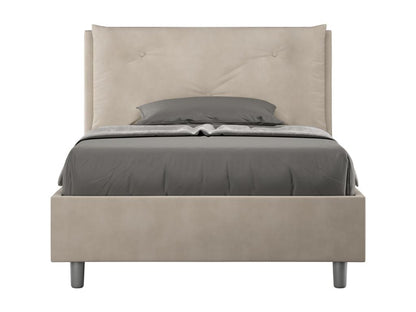 Lit 1 place et demi sans sommier rembourré 120x200 microfibre sable Meublori Large