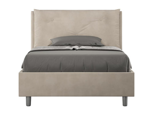 Lit 1 place et demi sans sommier rembourré 120x200 microfibre sable Meublori Large