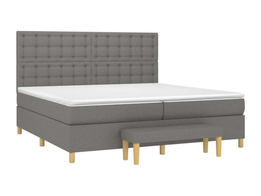 Lit à sommier tapissier avec matelas Gris foncé 200x200cm Tissu