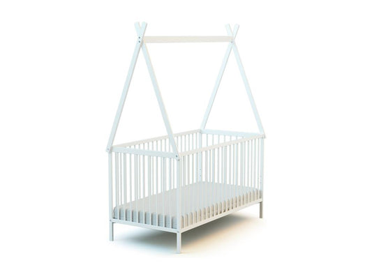 Lit bébé en bois 70x140 cm avec Meublori - Blanc